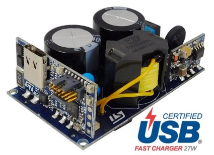 STMicroelectronics STEVAL-USBPD27S Compact 27W USB Type-C Power Delivery 3.1 with PPS adapter reference design

