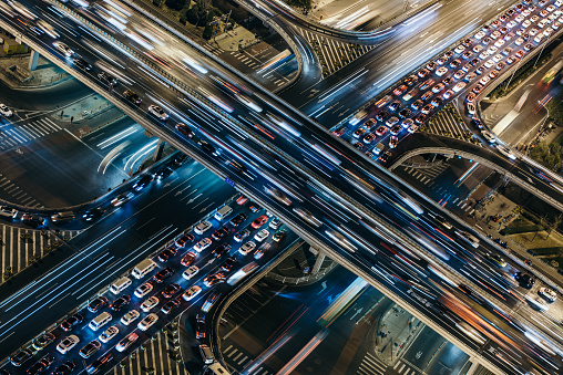 Aerial view of traffic